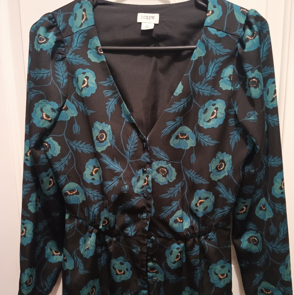 Floral Black and Teal Blouse